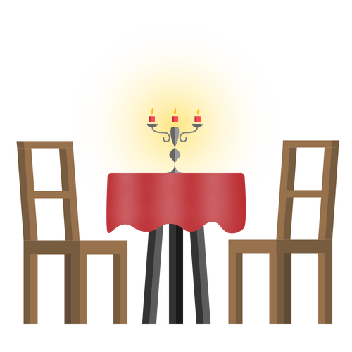 Gedeckter Tisch mit zwei Stühlen